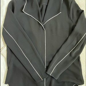 Aritzia Babaton Blouse, Black with White Trim Detail, XS